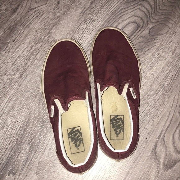 Burgundy Slip on Vans - Picture 2 of 3